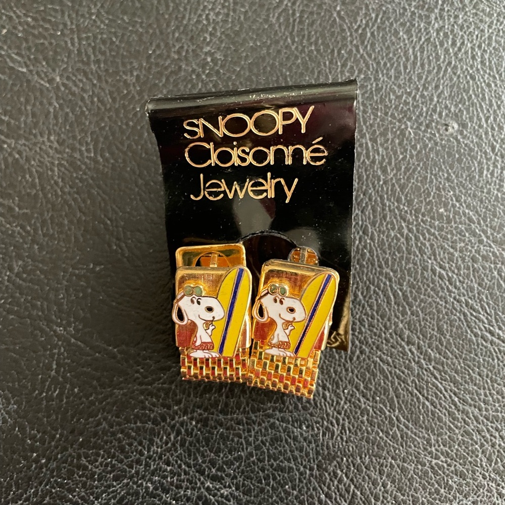 Snoopy rare Vintage Cufflinks - surf board